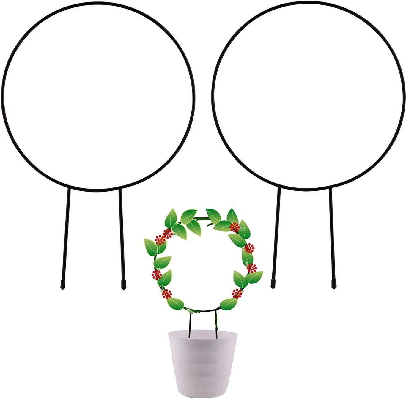 MAAWA DECOR Cricle Shaped Iron Plant Support Stakes for Home Garden (Pack of 2) Garden Gnome