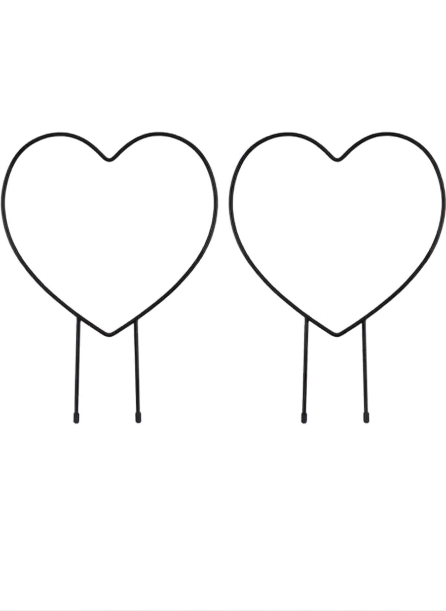 MAAWA DECOR Heart Shaped Iron Plant Support Stakes for Home Garden (Pack of 2)