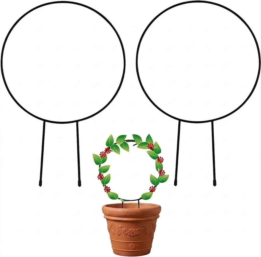 MAAWA DECOR Cricle Shaped Iron Plant Support Stakes for Home Garden (Pack of 2) Garden Gnome