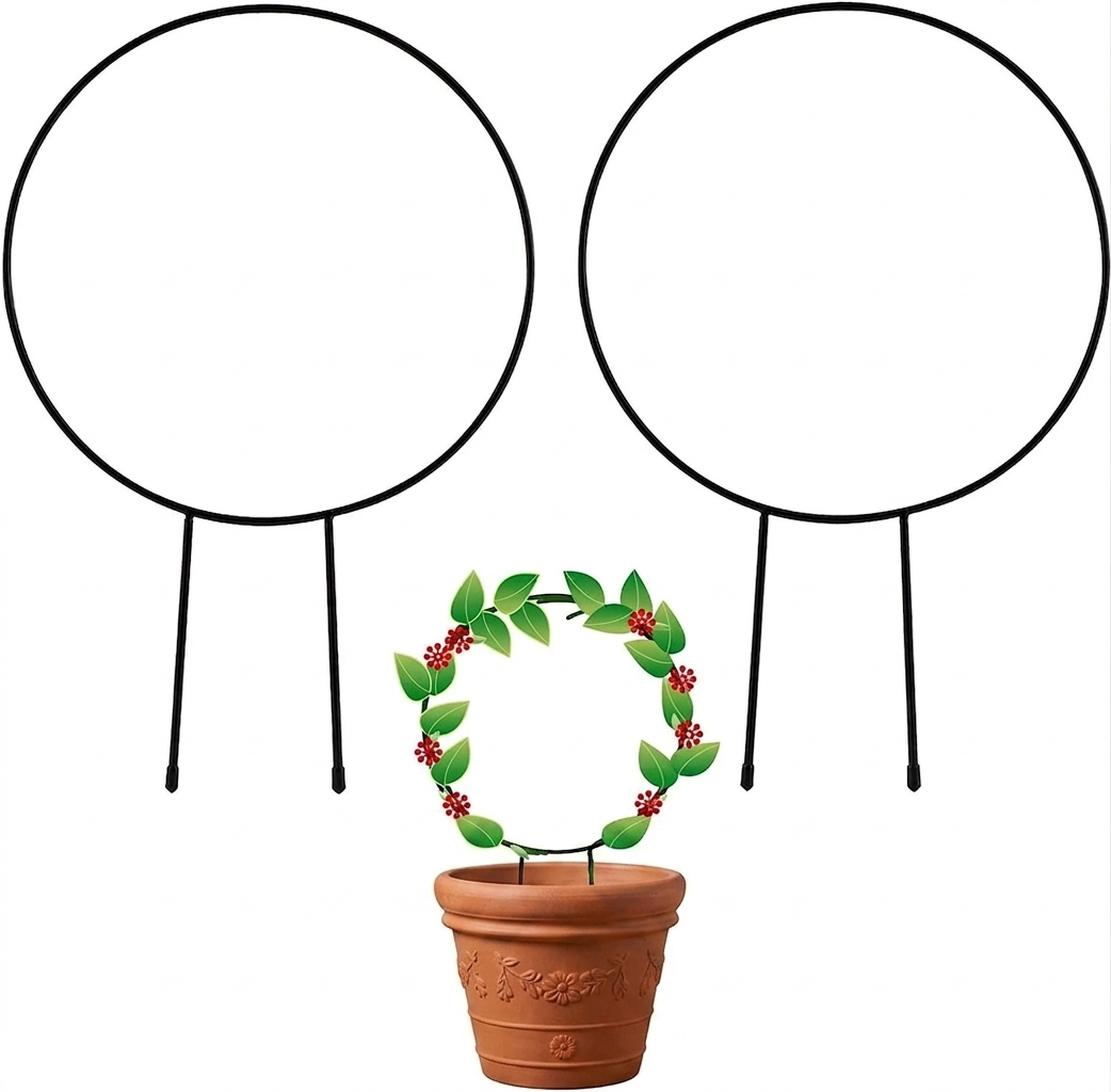 MAAWA DECOR Cricle Shaped Iron Plant Support Stakes for Home Garden (Pack of 2) Garden Gnome